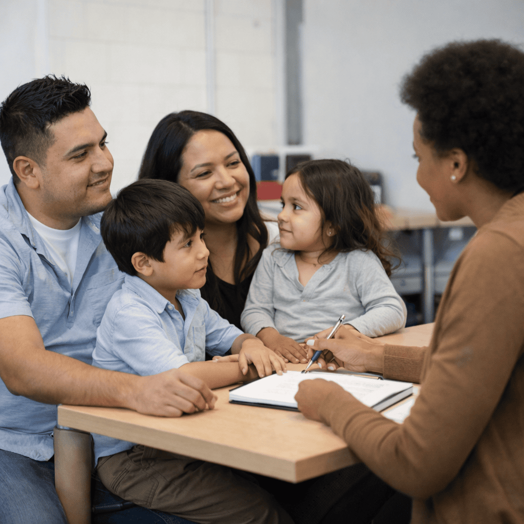 Family meeting with a community resource professional